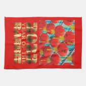 赤金色の中国の水の兎の新年 キッチンタオル (横)