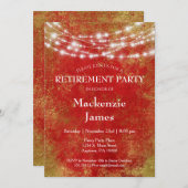 赤金色の光が輝く引退パーティーの招待状 招待状 (正面/裏面)