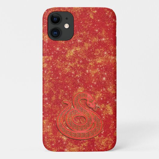 赤金色の旧正月・中国新年・巳年(へび年)の干支の巳 Case-Mate iPhoneケース (裏面)