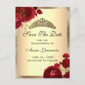 赤金色の花の薔薇のキンバレ 記念日 保存日 ポストカード (正面)