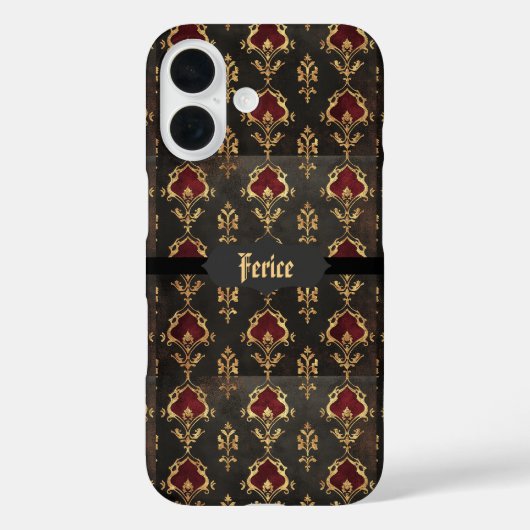 赤金黒ゴシックダマスク Case-Mate iPhoneケース (裏面)