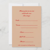 赤金  人気のアジアの色 ウェディング招待状 招待状 (裏面)