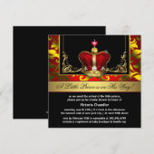 赤金 王冠王子ベビーシャワー招待状 招待状 (正面/裏面)