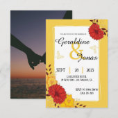 赤金 結婚式招待状テンプレート 招待状 (正面/裏面)