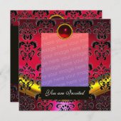 赤金 黒ダマスク フォト テンプレート モノグラム (正面/裏面)