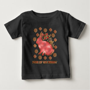赤金 2023年 卯年 春節 ベビーTシャツ