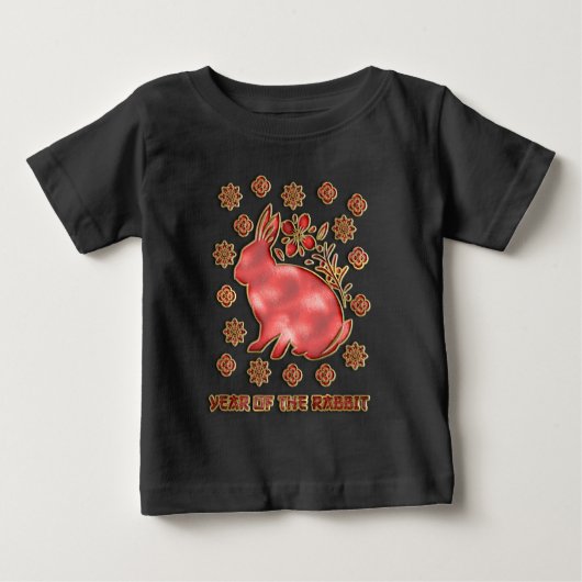 赤金 2023年 卯年 春節 ベビーTシャツ (正面)