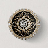 赤錆の白いダイヤモンドと金ゴールド円曼荼羅 缶バッジ (正面)