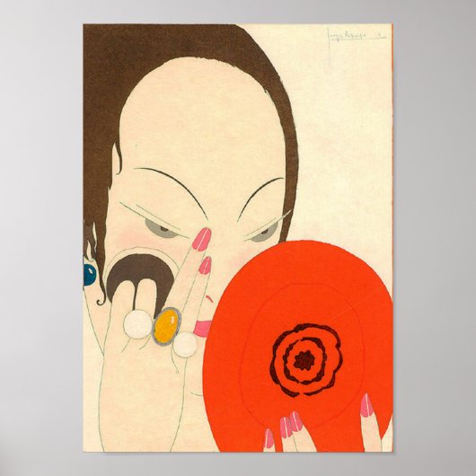 赤鏡デコ美しいファッションメイクアップの女性 ポスター (正面)