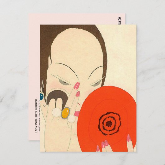 赤鏡デコ美しいファッションメイクアップの女性 ポストカード (正面/裏面)