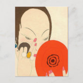 赤鏡デコ美しいファッションメイクアップの女性 ポストカード (正面)