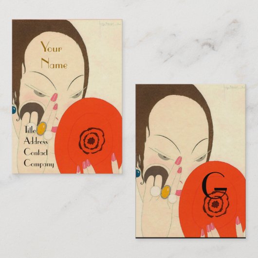 赤鏡デコ美しいファッションメイクアップの女性 名刺 (正面/裏面)