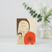 赤鏡デコ美しいファッションメイクアップの女性 名刺 (スタンド正面)