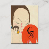 赤鏡デコ美しいファッションメイクアップの女性 名刺 (裏面)