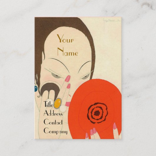 赤鏡デコ美しいファッションメイクアップの女性 名刺 (正面)