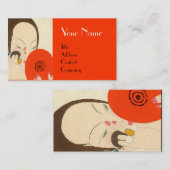 赤鏡デコ美しいファッションメイクアップの女性 名刺 (正面/裏面)