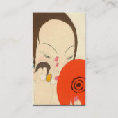 赤鏡デコ美しいファッションメイクアップの女性 名刺 (裏面)