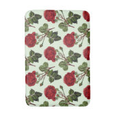 赤長幹バラパターン緑の背景 バスマット (正面縦)