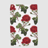赤長幹バラ模様 ゴルフタオル (正面)