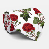 赤長幹バラ模様 ネクタイ (ロール)