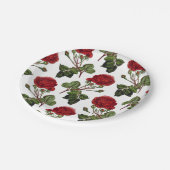 赤長幹バラ模様 ペーパープレート (アングル)