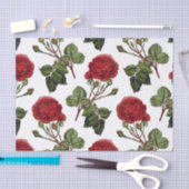 赤長幹バラ模様 薄葉紙 (クラフト)