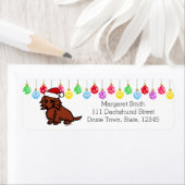 赤長髪ダシュント可愛いクリスマス ラベル (インサイチュ)