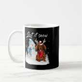 赤長髪ダシュンドサンタドッグクリスマス雪 コーヒーマグカップ (左)