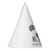 赤長髪ダッチシュント漫画の犬 – 誕生日 パーティーハット (左)