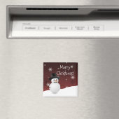 赤雪だるま冬景色クリスマスマグネット マグネット (インサイチュ (食洗機))