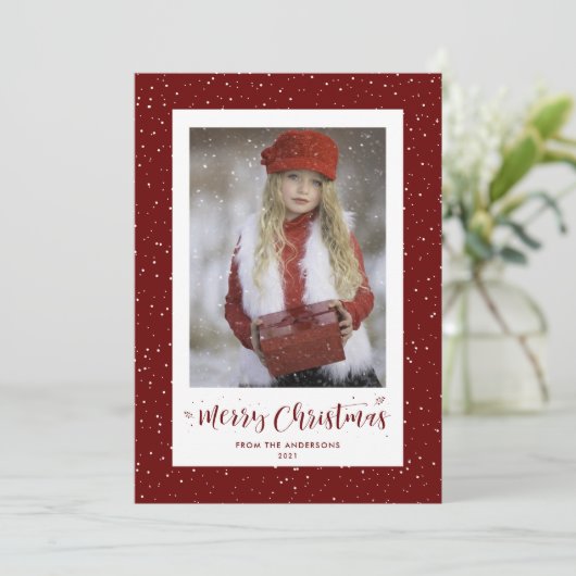 赤雪書写真クリスマスカード シーズンカード (スタンド正面)