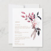 赤霜の降りた冬フローラの結婚ディナーメニューカード 招待状 (正面)