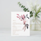 赤霜の降りた冬フローラの結婚ディナーメニューカード 招待状 (スタンド正面)