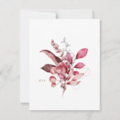 赤霜の降りた冬フローラの結婚ディナーメニューカード 招待状 (裏面)