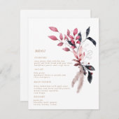 赤霜の降りた冬フローラの結婚ディナーメニューカード 招待状 (正面/裏面)