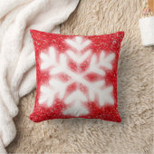 赤霜の降りた北極の雪片 |きらめく雪 クッション (ブランケット)