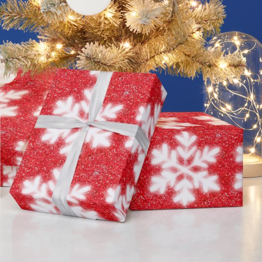 赤霜の降りた北極の雪片 |きらめく雪 ラッピングペーパー (クリスマス)