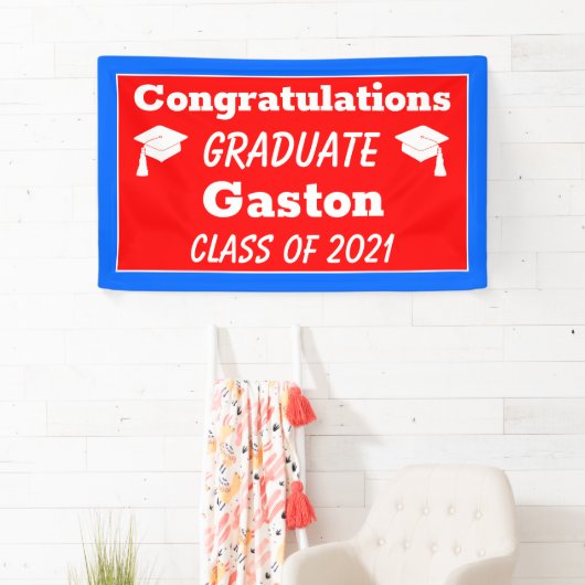 赤青おめでとうございます卒業式 横断幕 (インサイチュ)