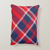 赤青のウール市松模様にの質感。 アクセントクッション (裏面(縦))