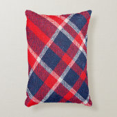 赤青のウール市松模様にの質感。 アクセントクッション (正面(垂直))