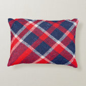 赤青のウール市松模様にの質感。 アクセントクッション (裏面)