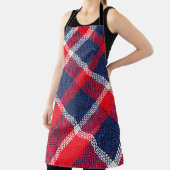 赤青のウール市松模様にの質感。 エプロン (インサイチュ)