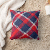 赤青のウール市松模様にの質感。 クッション (ブランケット)