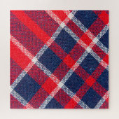 赤青のウール市松模様にの質感。 ジグソーパズル (横)