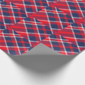 赤青のウール市松模様にの質感。 ラッピングペーパー (角)