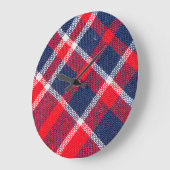 赤青のウール市松模様にの質感。 ラージ壁時計 (傾斜)