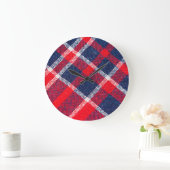 赤青のウール市松模様にの質感。 ラージ壁時計 (ホーム)