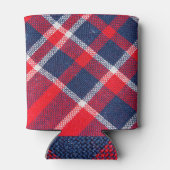 赤青のウール市松模様にの質感。 缶クーラー (裏面)