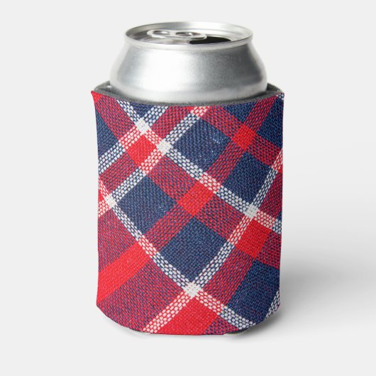 赤青のウール市松模様にの質感。 缶クーラー (缶裏面)