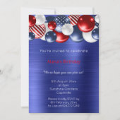 赤青のブラシがかけられたメタリックな愛国的な風船２個 招待状 (正面)